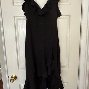 Shinestar Black Asymmetrical Ruffle Dress